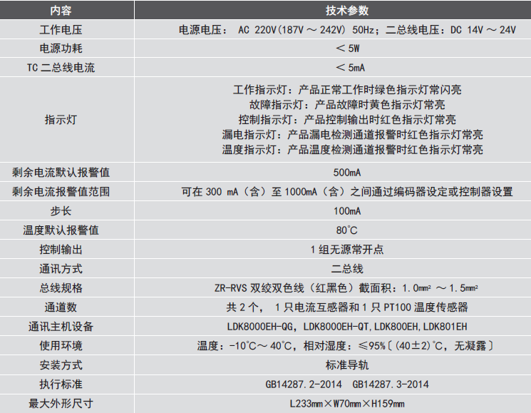 LDT9104EH組合式<a href=http://www.ahzhzl.cn/dianqihuozai/ target=_blank class=infotextkey>電氣火災(zāi)監(jiān)控</a>探測器參數(shù)