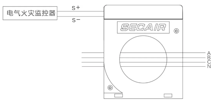 J-SCM41(160)剩余電流式<a href=http://www.ahzhzl.cn/dianqihuozai/ target=_blank class=infotextkey>電氣火災(zāi)監(jiān)控</a>探測(cè)器接線圖